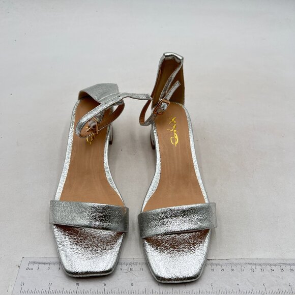 XYD Silver Open Toe Sandals Buckled Low Chunky Heel with Ankle Strap for Wedding - Picture 3 of 8